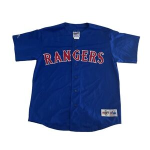 NWT Vintage Texas Rangers Jersey Mens Large Blue 90s Majestic Diamond Collection